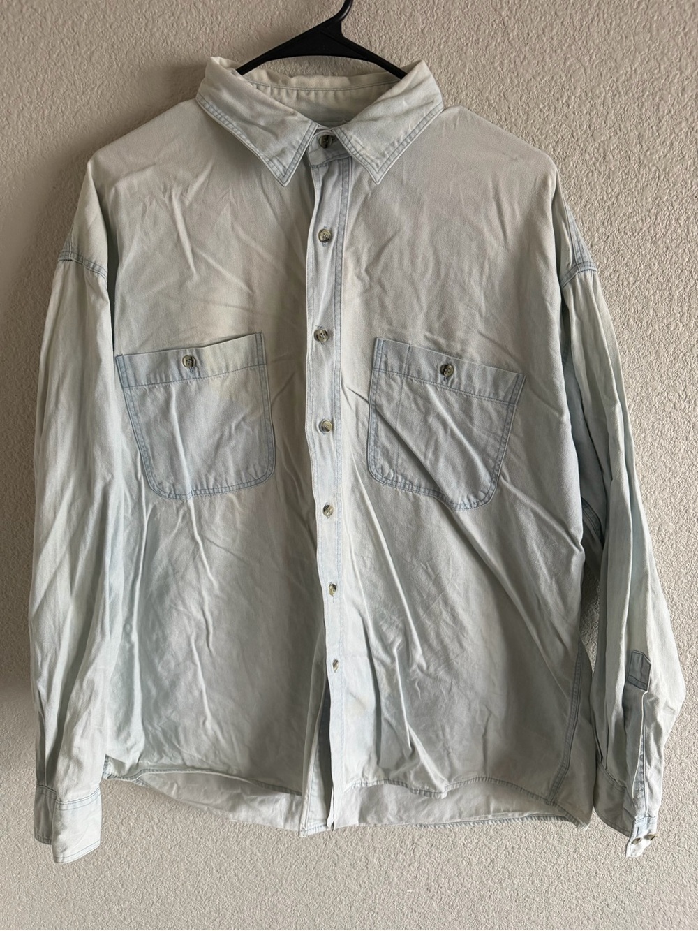 Light Blue Men's Lightweight Button-Up Shirt Jacket